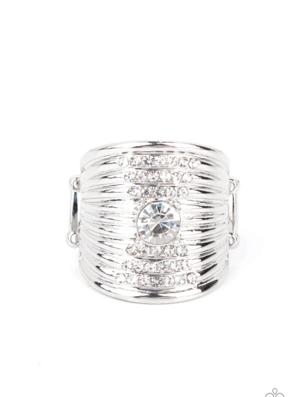 Paparazzi Jewelry Accessories - Crystal Corsets - White Ring - Vintage - Picture 2 of 4